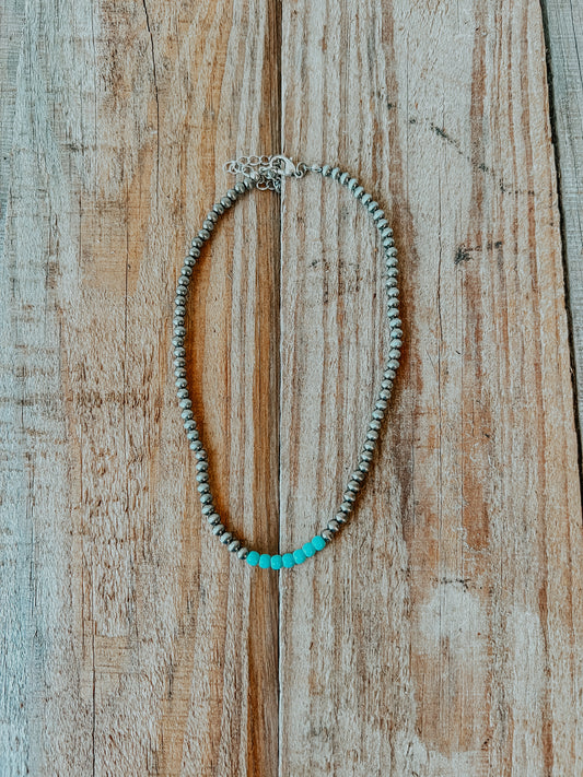 Navajo Turquoise Pearl Choker Necklace