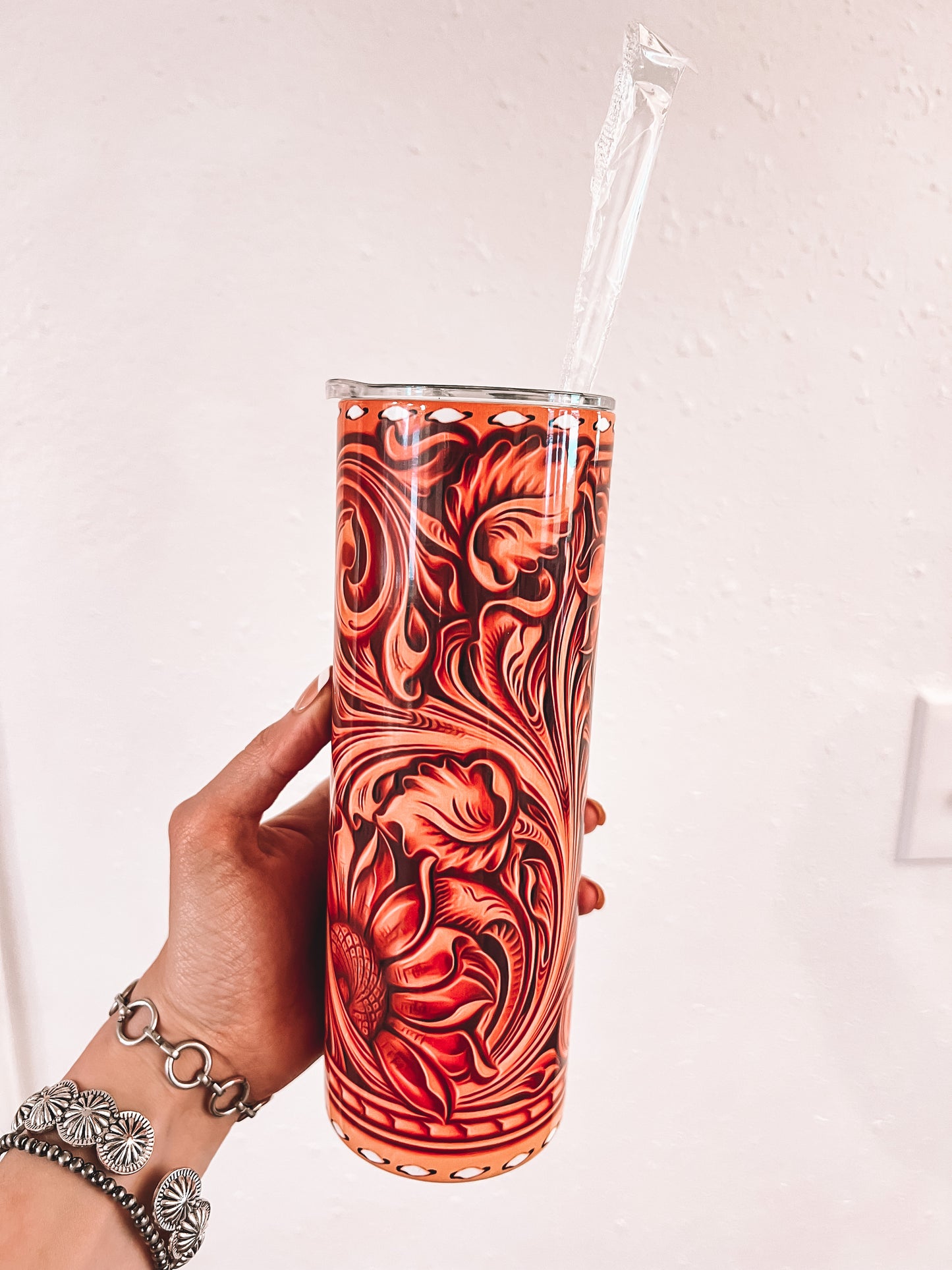 Tooled Leather Stainless Tumbler