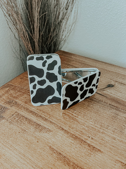 Cow Print Compact Mirror