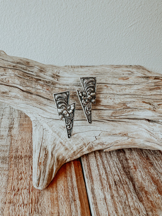 Thunderbolt Pendant Stud Earring