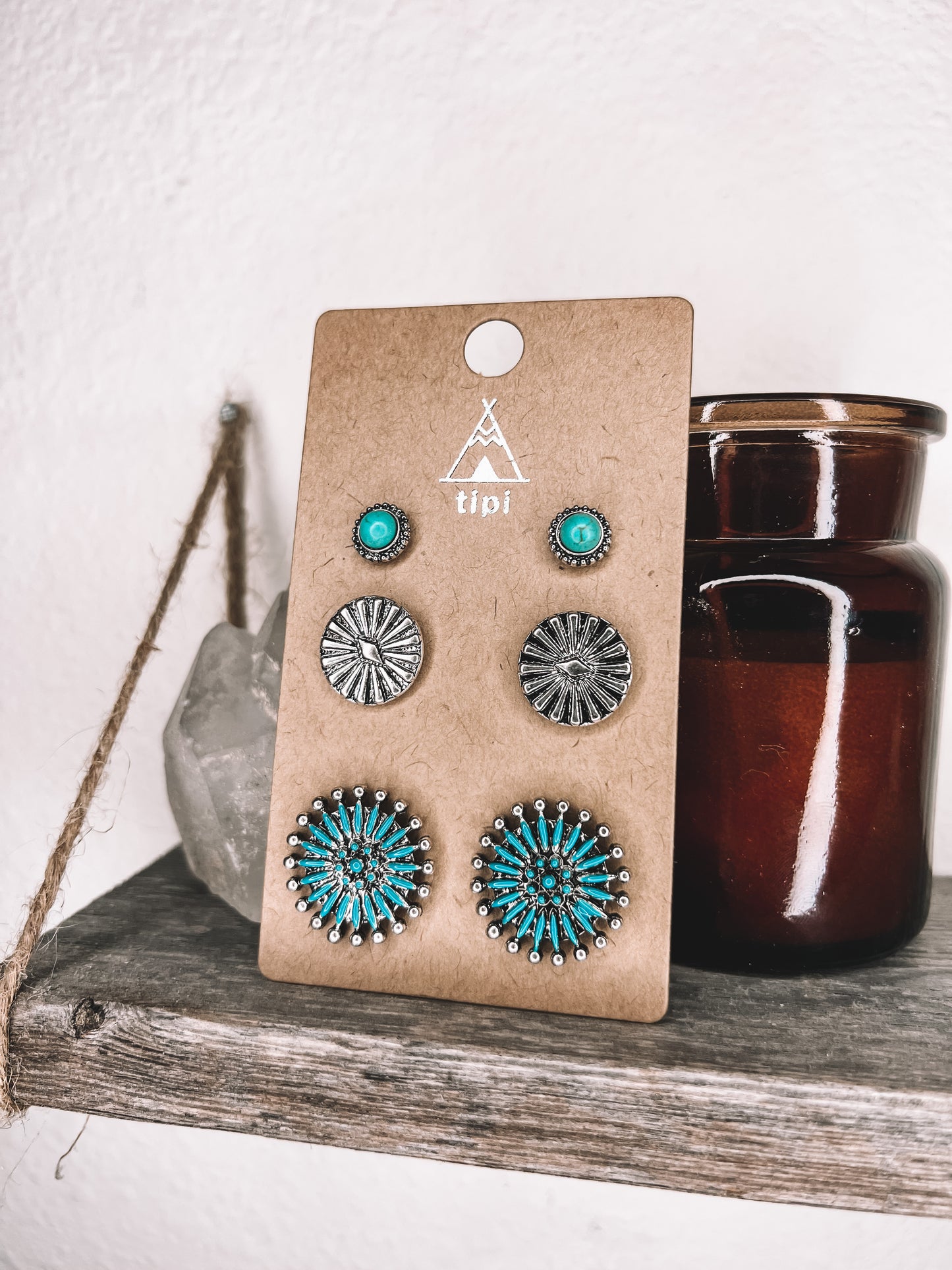 Wagon Wheel Turquoise Earring Set